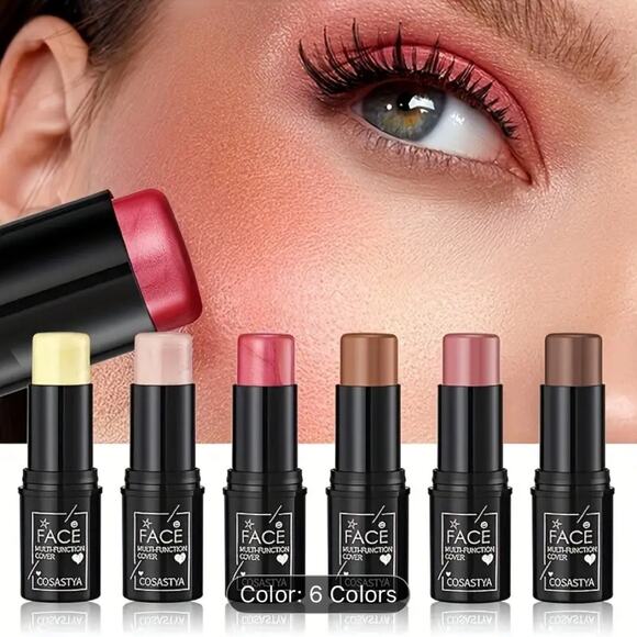 NEW 6 Piece Makeup Gift Set Contour Highlighter Blush Eye Shadow Lips 6 Colors - Picture 1 of 11